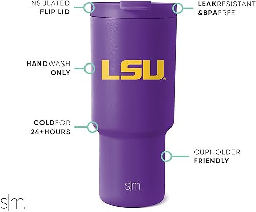 Miniatura 2 de Simple Modern Vaso con licencia oficial de 30 onzas con tapa abatible y pajitas, vaso aislado de acero inoxidable, regalos para hombres, colección