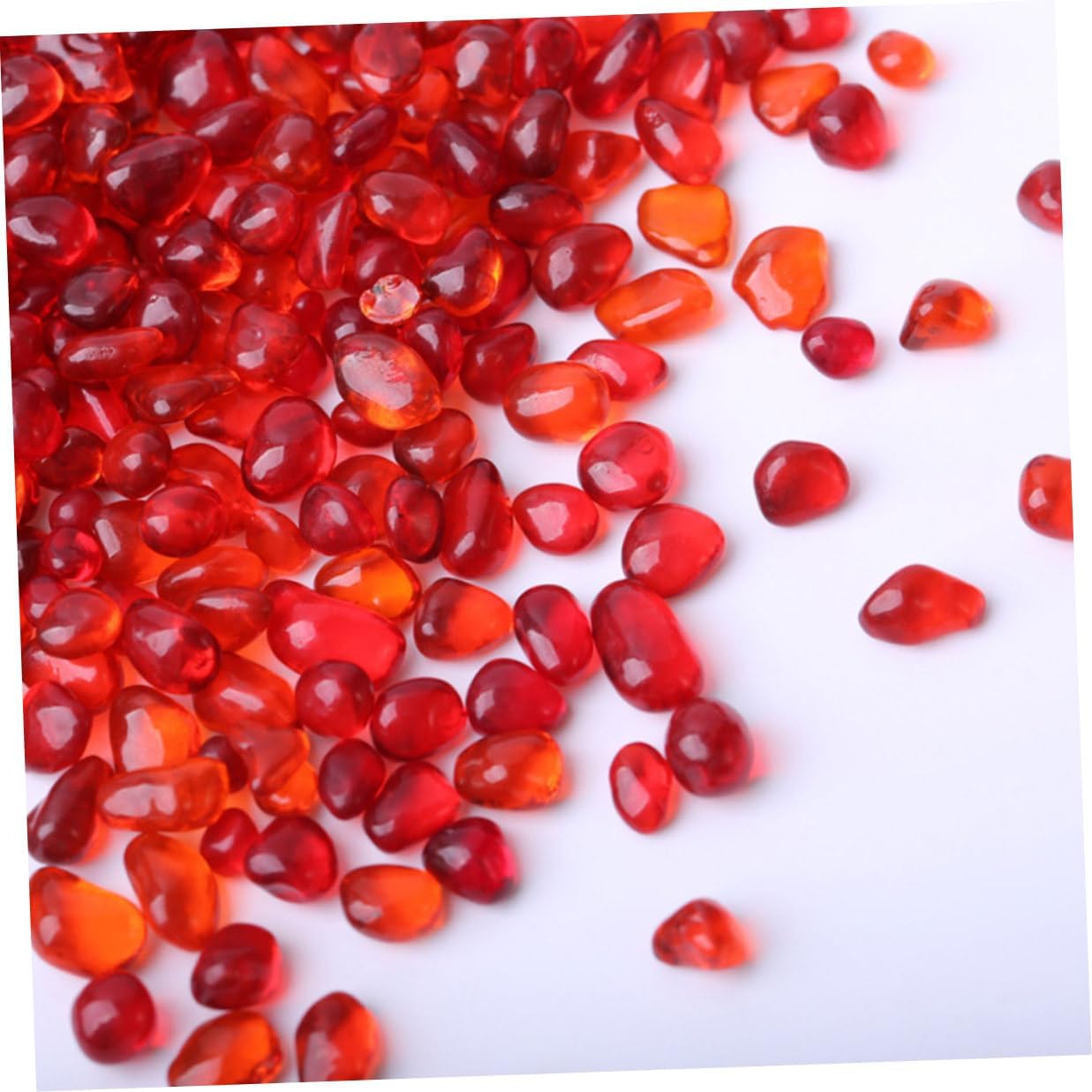 Angoily Fish Tank Gravel Aquarium Gravel Decor 2-Set Bulk Red and Amber 500g for Aquarium Landscaping and Fish Tank Substrate