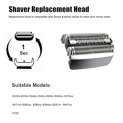 Miniatura 2 de 83M - Afeitadora de repuesto para cabezal de repuesto Braun Series 8 lámina de repuesto y cortador compatible con maquinillas de afeitar eléctricas