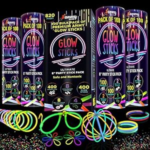 Lot de 400 bâtons fluorescents ultra lumineux de 20,3 cm avec connecteurs, bâtons fluorescents, fournitures de fête d…
