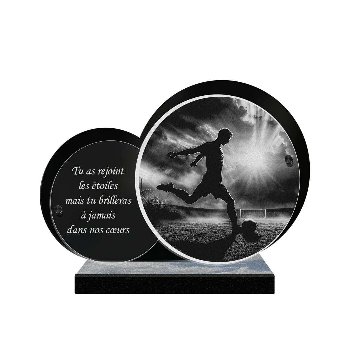 Plaque funéraire personnalisée durable avec gravure laser football net