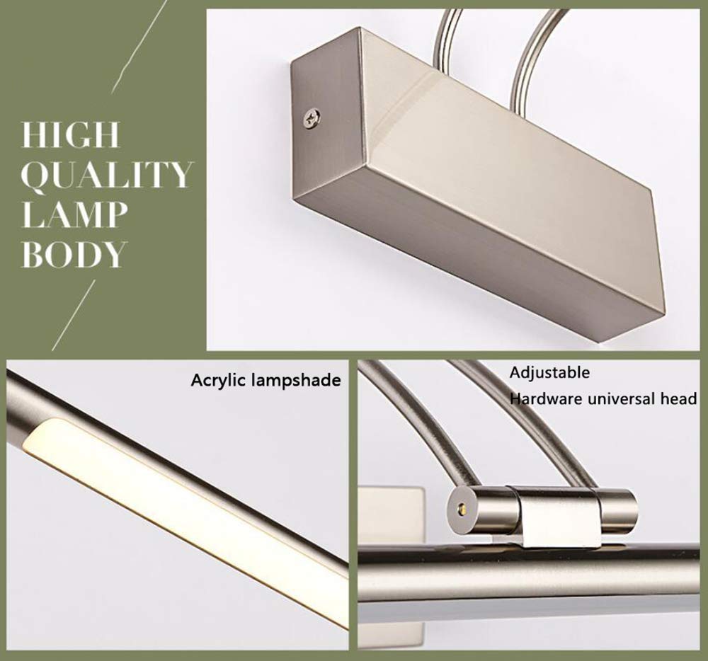 Applique da Parete per Bagno Bianco Freddo Impermeabile IP44 LED Lampada da Specchio per Bagno 9W Trucco ad Angolo Regolabile su Specchio luci per Quadri a LED 45 cm Interesting