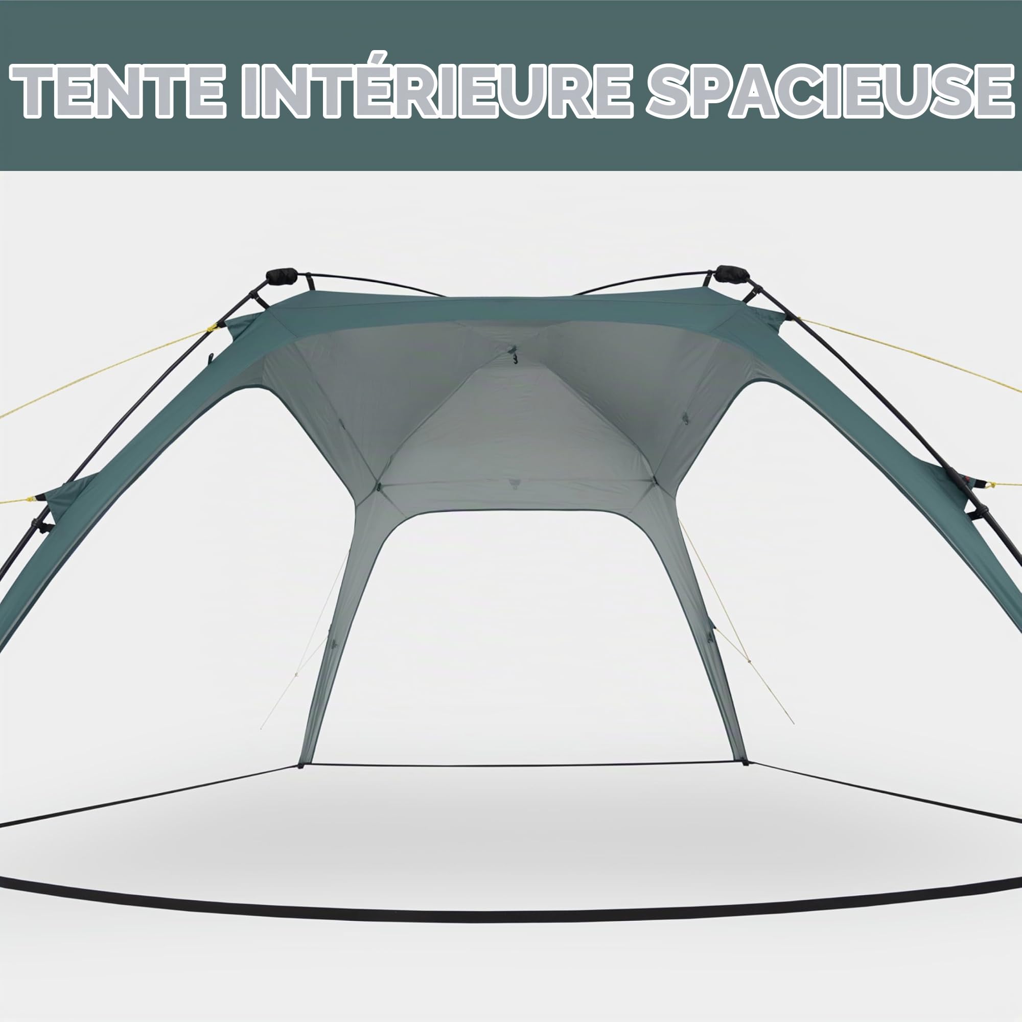 JUSTCAMP Tonnelle imperméable à montage rapide avec 4 parois latérales de 2,5 x 2,5 m – Tonnelle d'extérieur robuste pliable avec protection UV 80+ pour jardin, camping, festival et plage – Tente