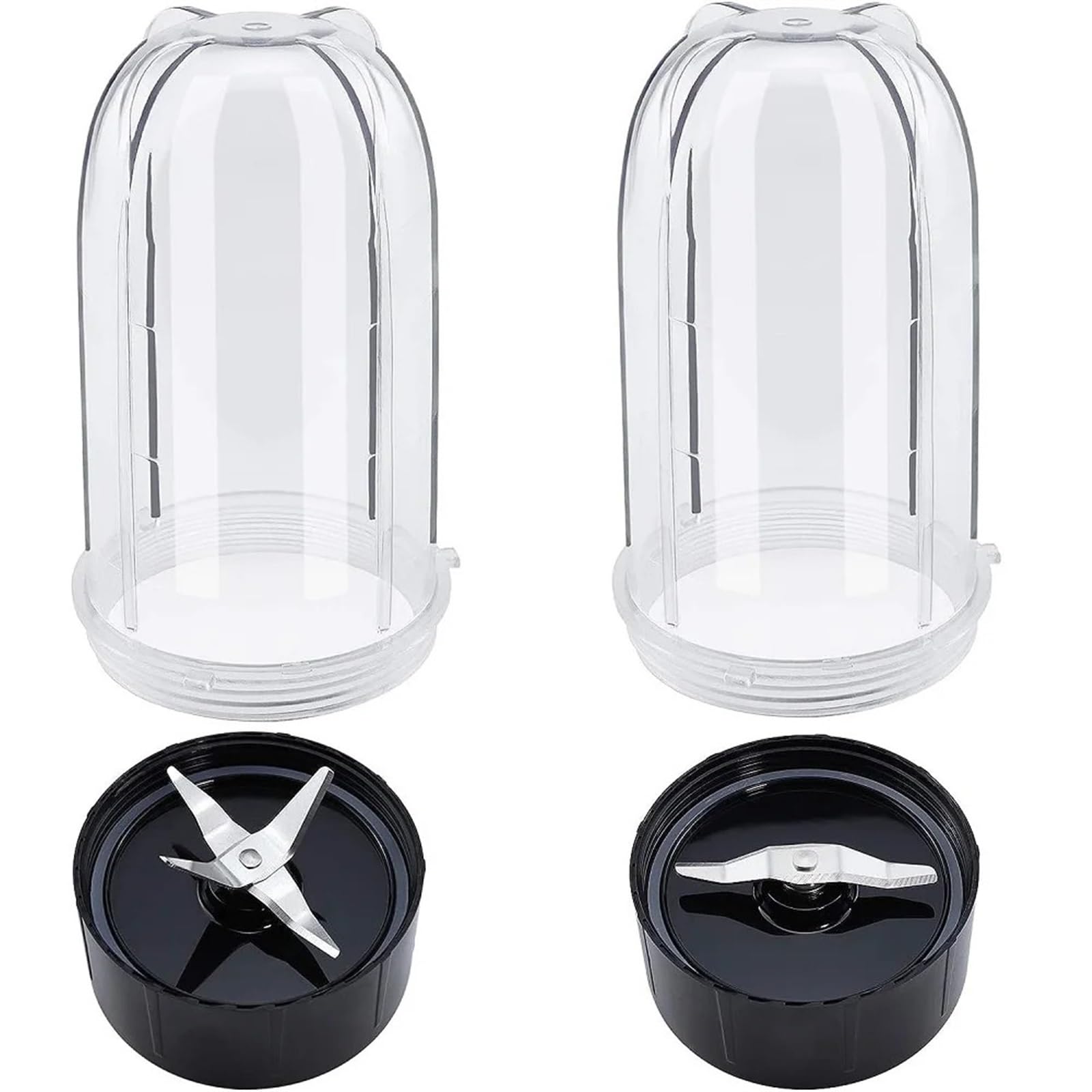 Zestaw 2 wysokich kubków o pojemności 16 uncji z kombinacją krzyżowych i płaskich noży do sokowirówki Magic Bullet Blender 250 W MB-1001 Wymienne ostrza do blendera