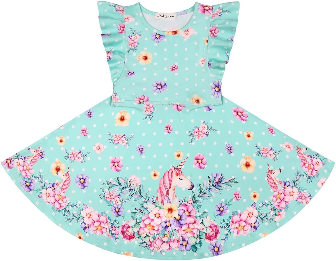 LaBeca Girls Dress Sleeveless Long Sleeve Kids Toddler Little Big Girl Unicorn Mermaid Casual Dresses