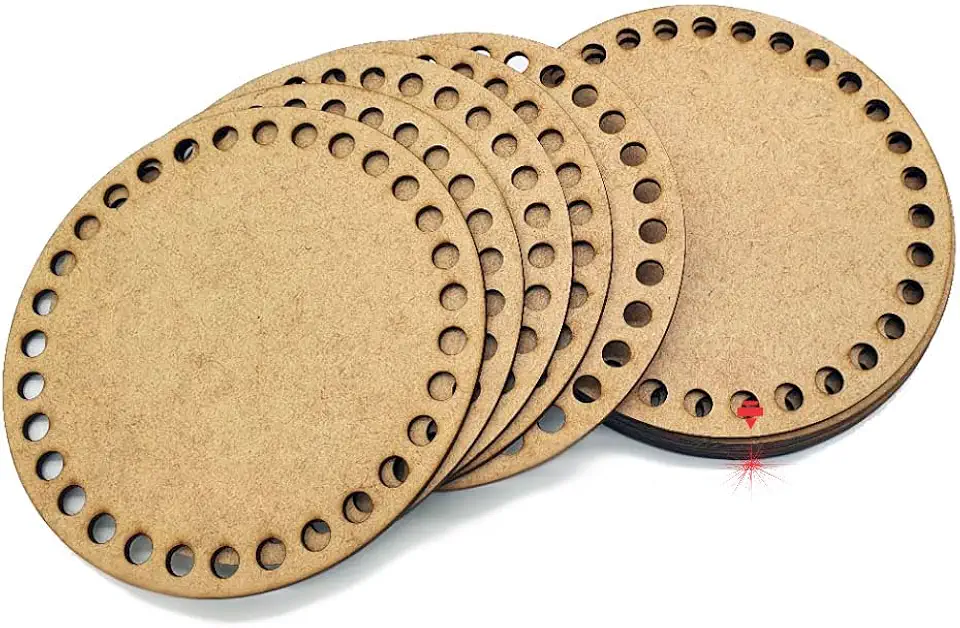 05 Peças para Base de Crochê Fio de Malha MDF 15cm