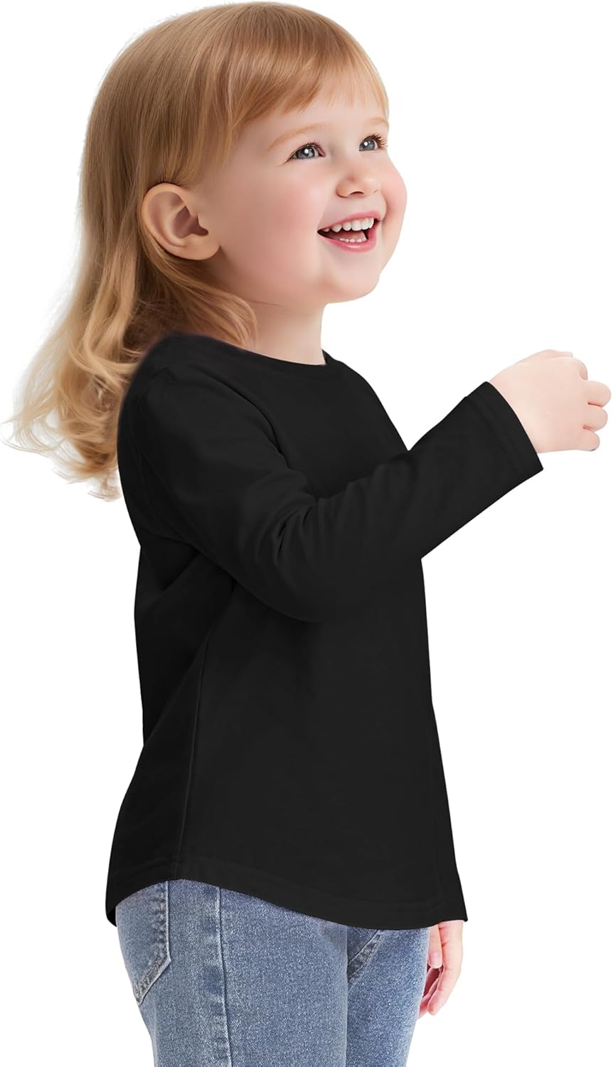 Witwot Toddler Girl Long Sleeve Shirts Soft Cotton T-Shirts Baby Girls Crewneck Basic Tees Tops for 18M-5T - Image 2