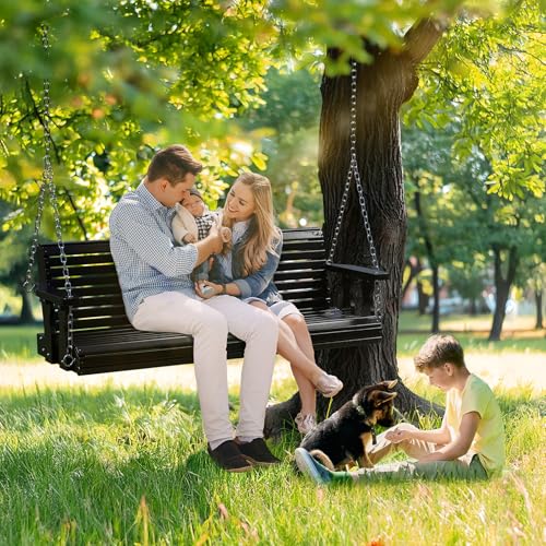 Image of VINGLI 2026 Upgraded 5 FT Wooden Porch Swing, 880 LBS Heavy Duty, Black
