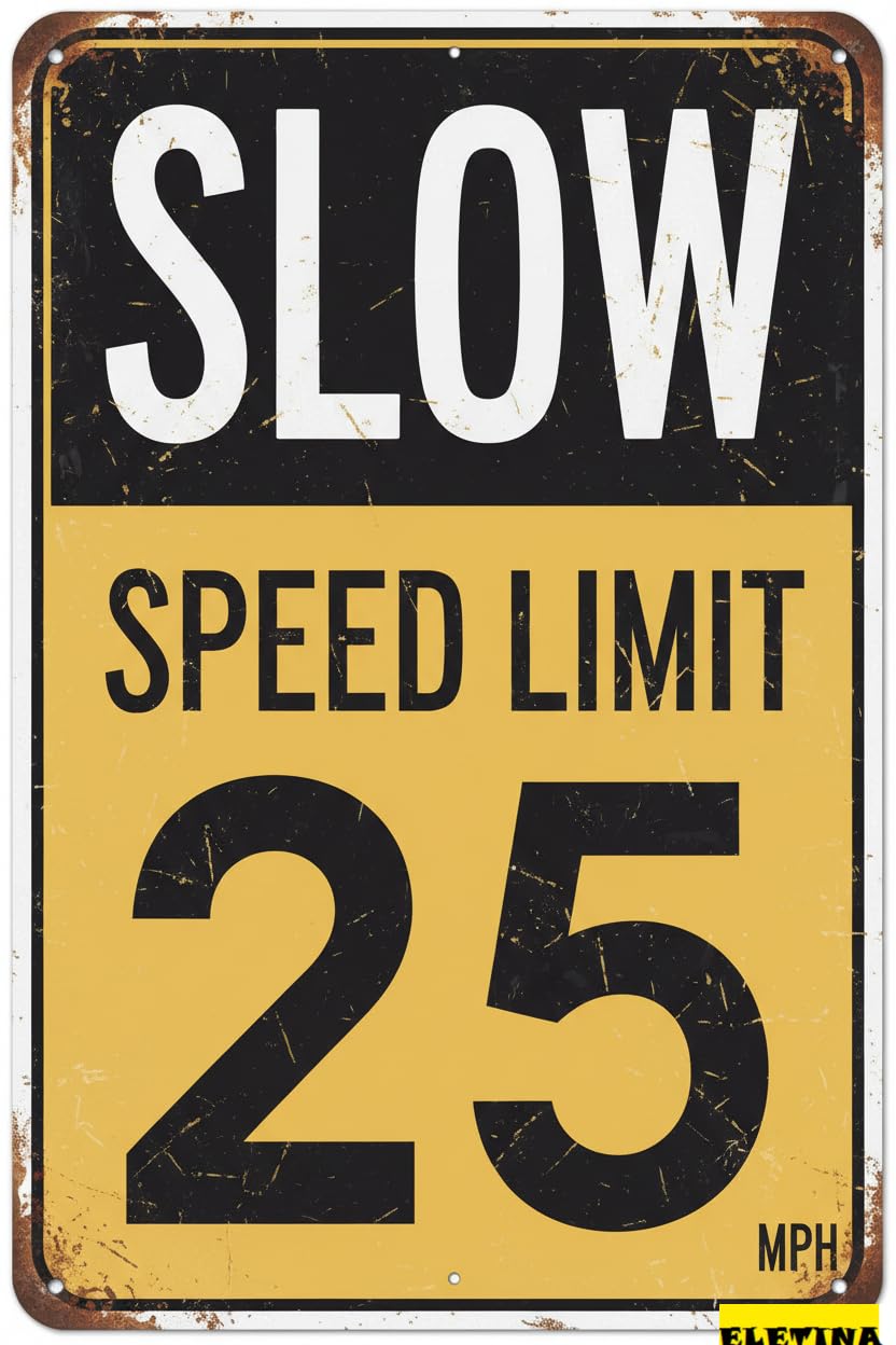 Speed Limit 25 MPH Traffic Tin Sign, 8x12 Inch