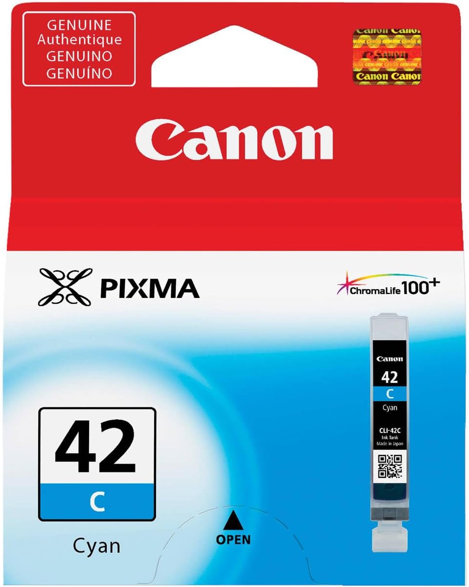 Canon CLI-42 Cyan Ink Cartridge for Pixma PRO-100 Inkjet Photo Printer, 2-Pack
