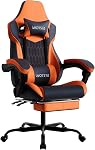 Chaises de jeu de massage chaise avec repose-pieds Rallonge réglable dossier Hauteur Gamer Siège équipé roues rétractables (Beige)
