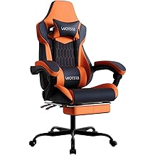 Gaming Chair with Footrest, High Back Gaming Chairs PVC Leather Ergonomic Gamer Chair with Adjustable Headrest Lumbar Support Racing Style Video Gaming Chair for Office/Home (Black Orange)
