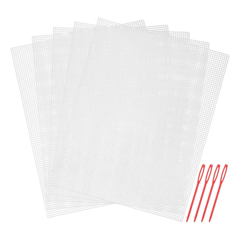 Vjsujehgy Plastic Mesh for Embroidery Plastic Canvas White Mesh for Acrylic Yarn Handmade Knitting Crochet Project Making