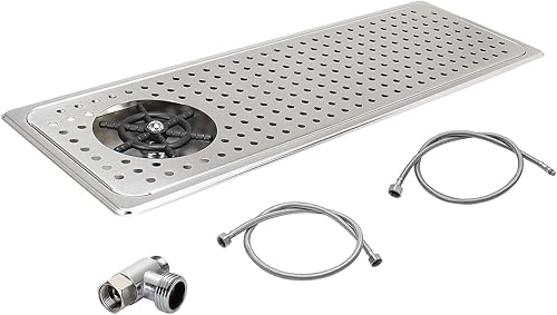 DIBTSA - Enjuagadora para encimera con spray lateral bandeja de drenaje y goteo herramienta de limpieza para el hogar comercial plata extra grande