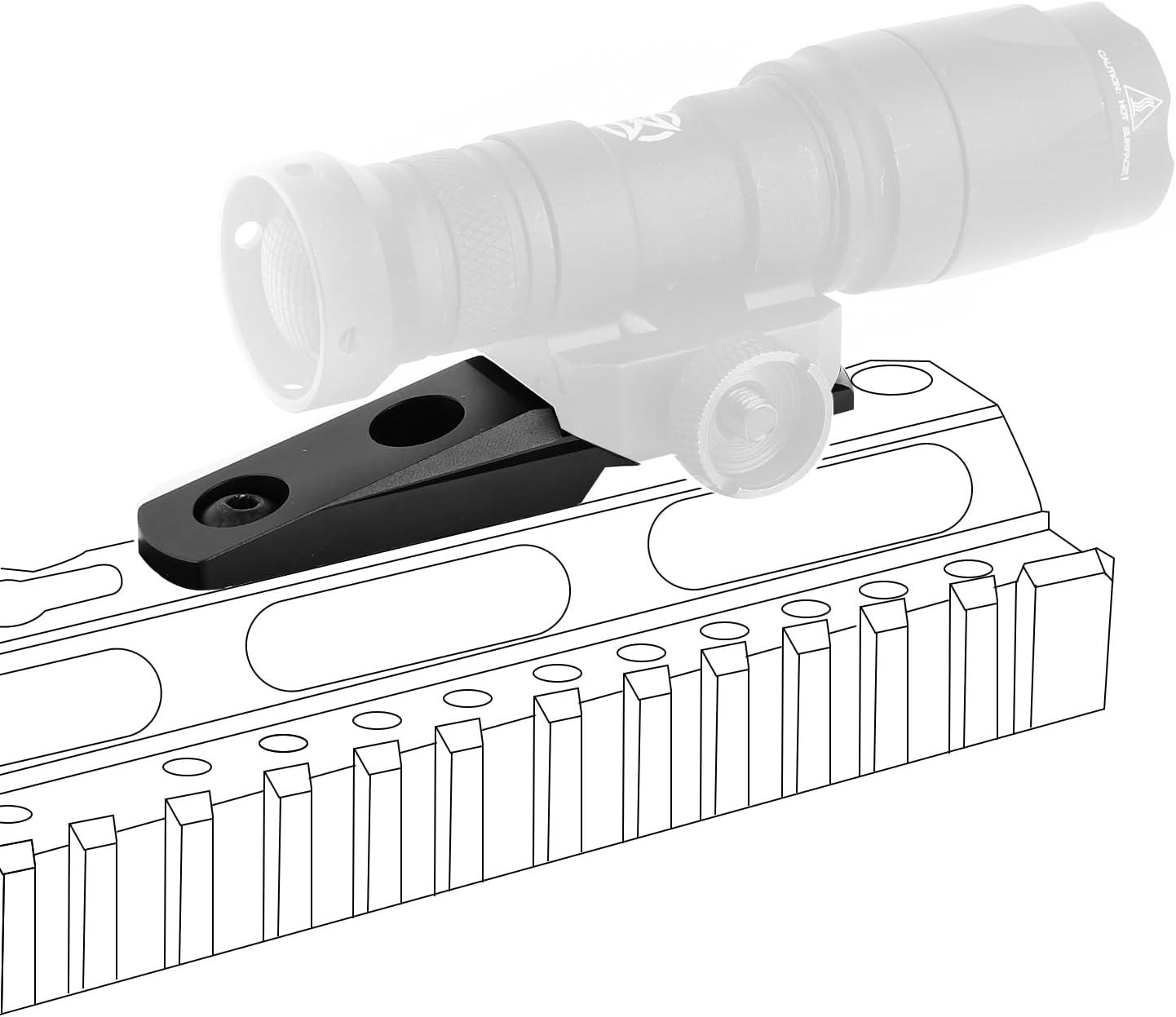Tactical Light Mount, Metal 3 Slots Riser Mount for M300 M600 Flashlight Pistol Lights, Long Strip Bracket for Mlok/Keymod Rail