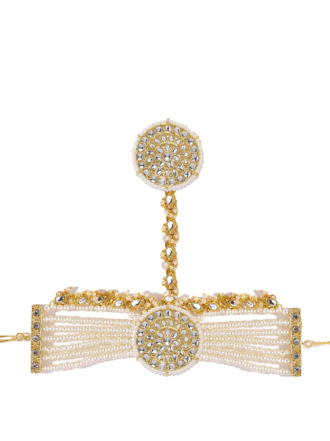 ZAVERI PEARLS Gold Tone Kundan & Pearls Mesmerising Hand Harness For Women-ZPFK18541 (B0DBR282ZB) Amazon Price History, Amazon Price Tracker
