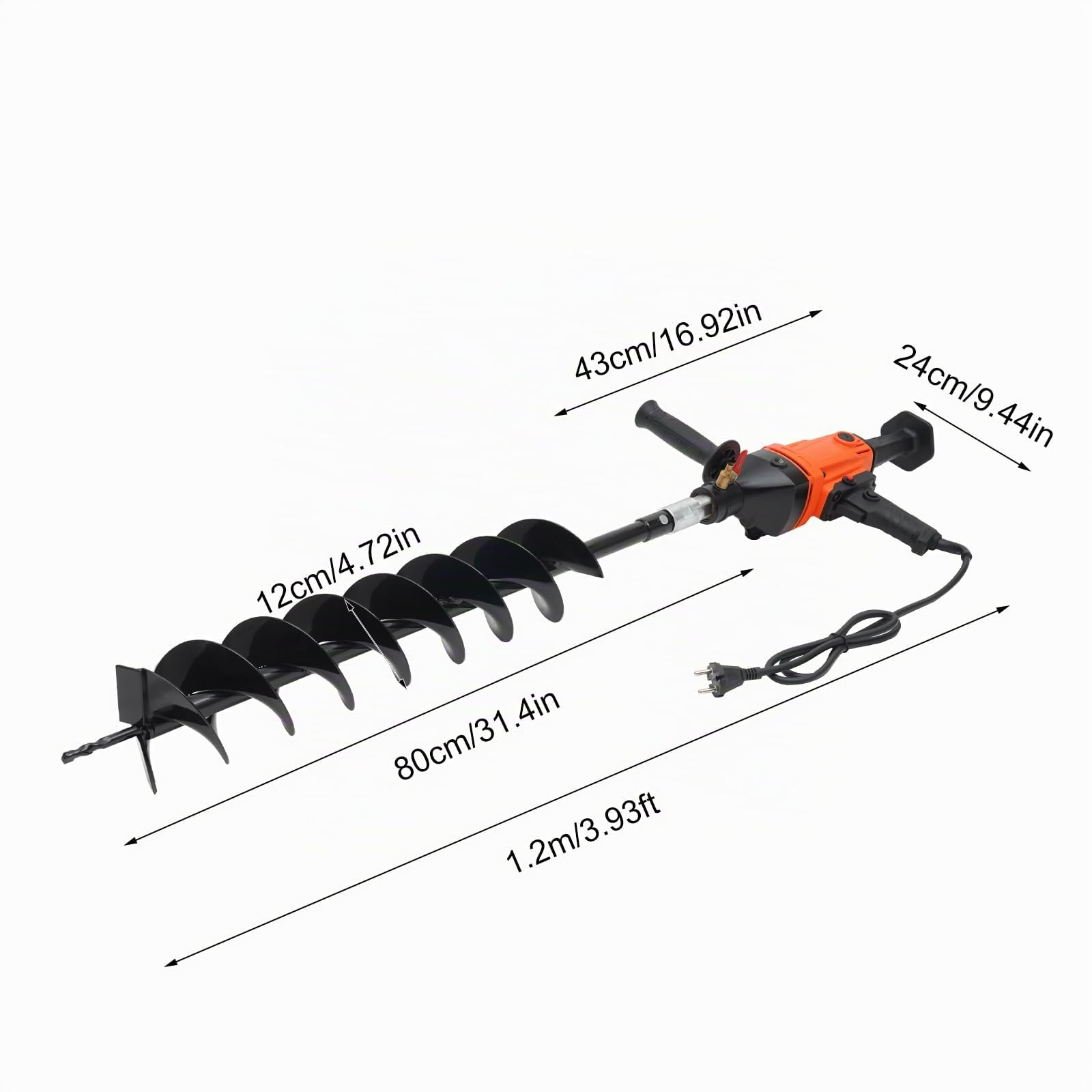 1900W Elektrischer Erdlochbohrer 220V Erdbohrer Pfahlbohrer Erdbohrgerä Gartenbohrer Mit 120mm Bohrer zum Pflanzen und Bohren