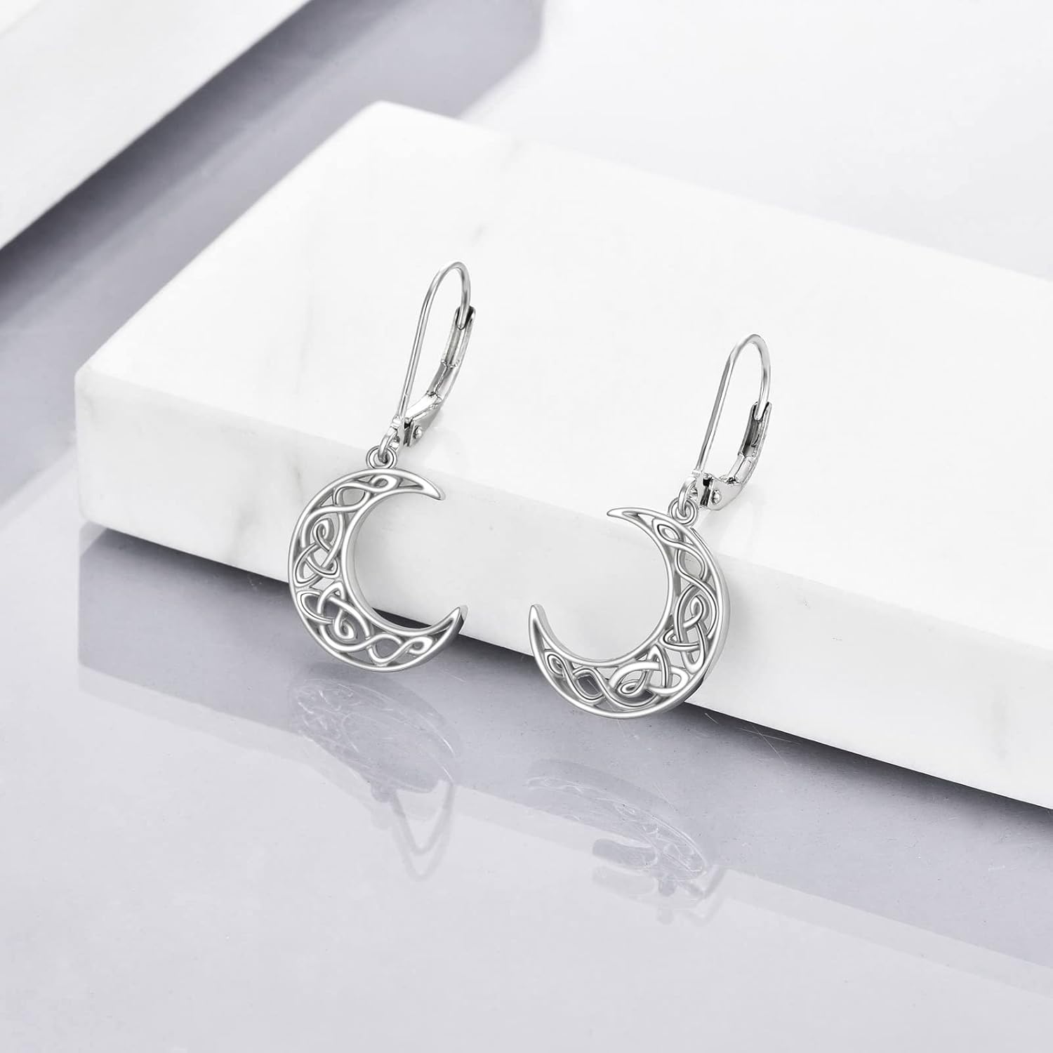 Moon Star/Black Cat/Cow/Eye of Horus/Filigree/Cross Leverback Earrings for Women Sterling Silver Dangle Earrings Celtic Earrings Birthday - Image 5