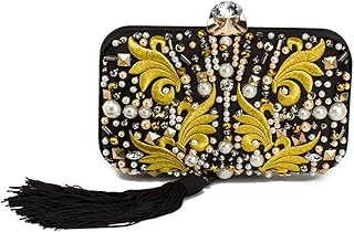 Vintage Embroidery Women Bags Beaded Pearl Clutch Bag Tassel Bags Purse Chain Handbags