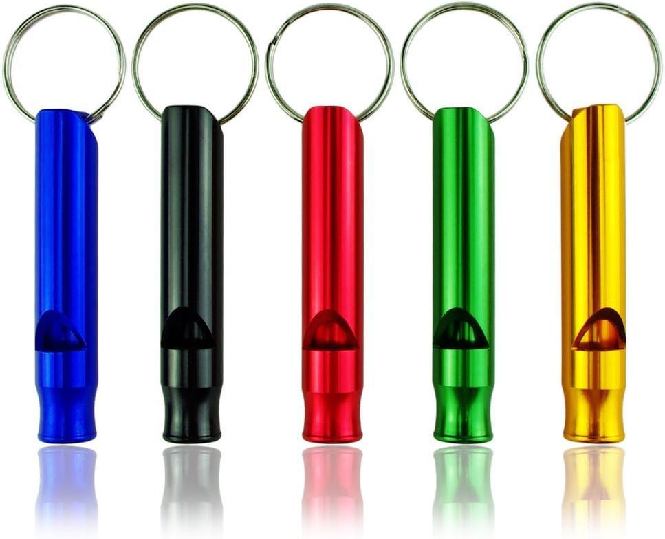 Exhaust 10 Pack Aluminum Emergency Whistle/Survival Whistle with Keychain Sport Emergency Survival Whistles Lifeguard Whistle Lanyard Keychain Outdoor Camping Hiking Boating (Random)
