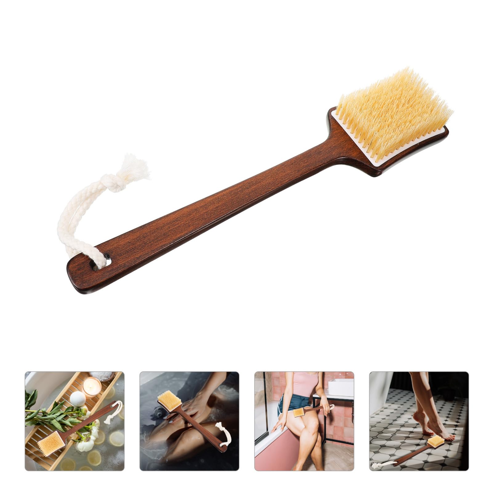 Cepillo de Baño de Madera con Cerdas de Cerdo para Ducha Exfoliante para Frotar Espalda y Cuerpo Experiencia de Baño Relajante y Elegante
