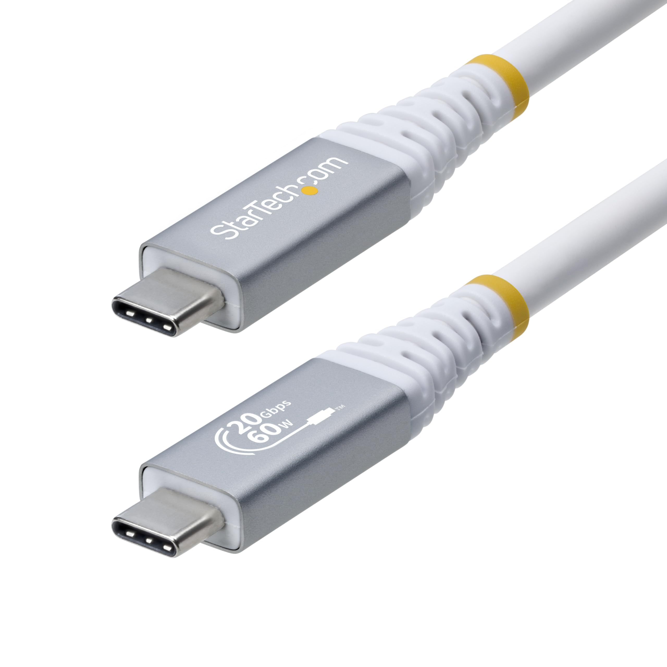 StarTech 3m USB4 Kabel, 20Gbps, 60W, 4K 120Hz DP2.1, Weiß (CC3M20GUSB4CXW) | USB-IF-zertifiziert, USB-C, Monitorkabel, TPE-Mantel, E-Marker, Dockingstation
