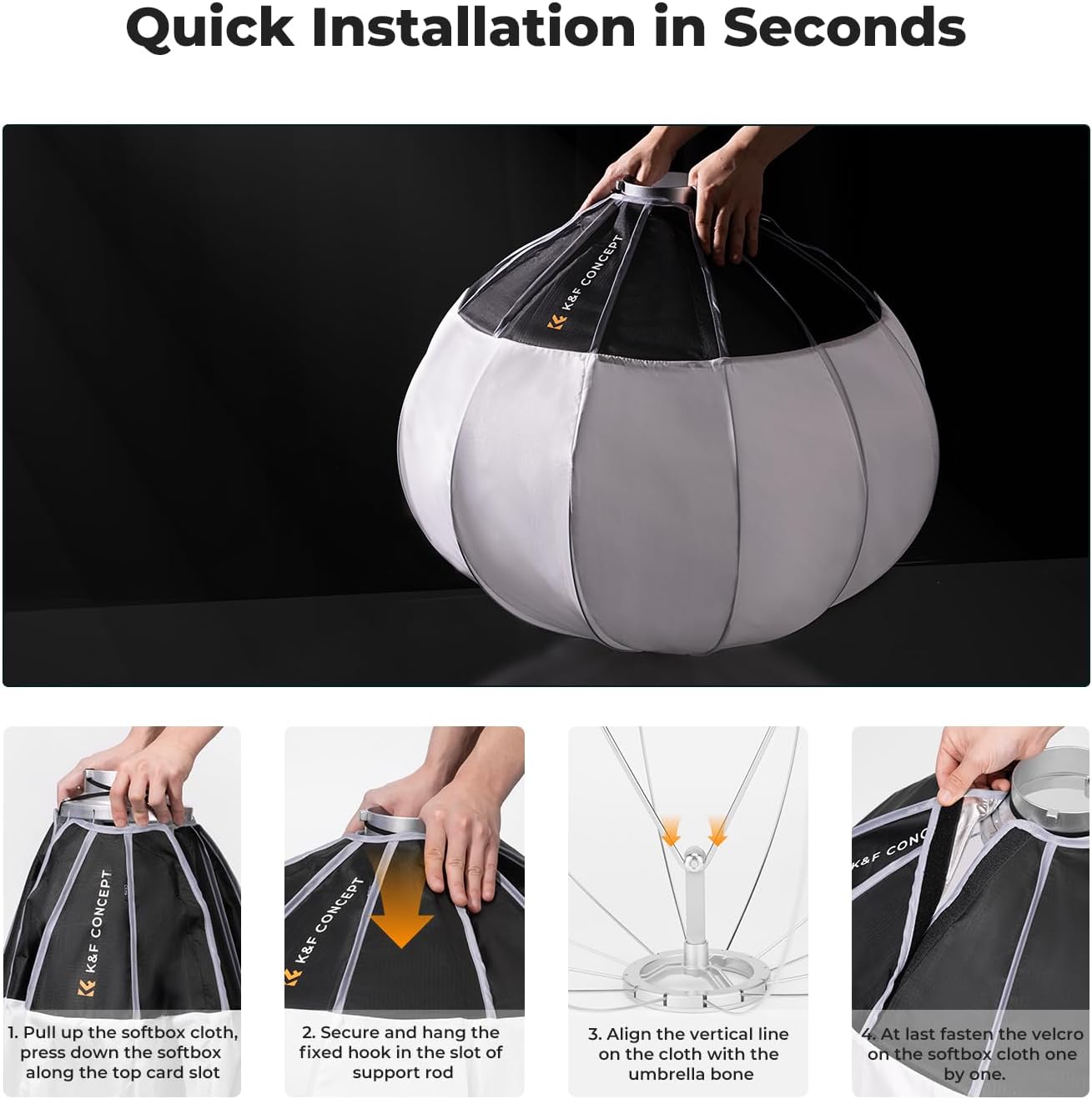 K&F CONCEPT 26"/65cm Softbox Lantern Soft Light Modifier, Quick Release Light Diffuser Softbox, Compatible with Bowens Mount, with Carrying Bag, for Photography Studio Speedlite Flash and Monolight