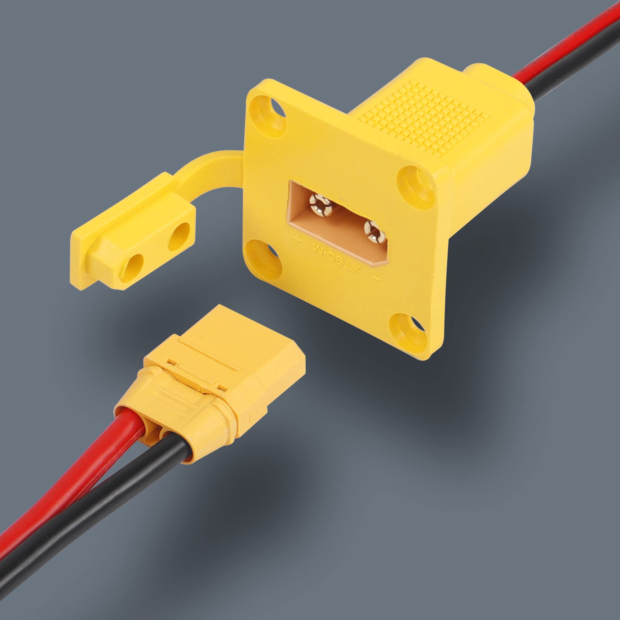 CERRXIAN 10AWG XT90 maschio filo nudo con pannello di montaggio, spina maschio XT90 con pannello Mout per aprire filo nudo per batteria RC Lipo FPV Drone (1m)