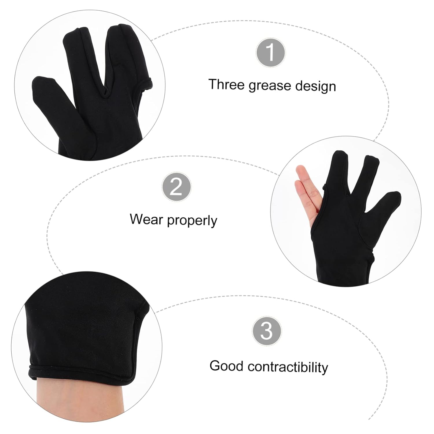 3pcs Reusable Insulated Gloves Mitts Heat Resistant Black for Curling Hair Styling