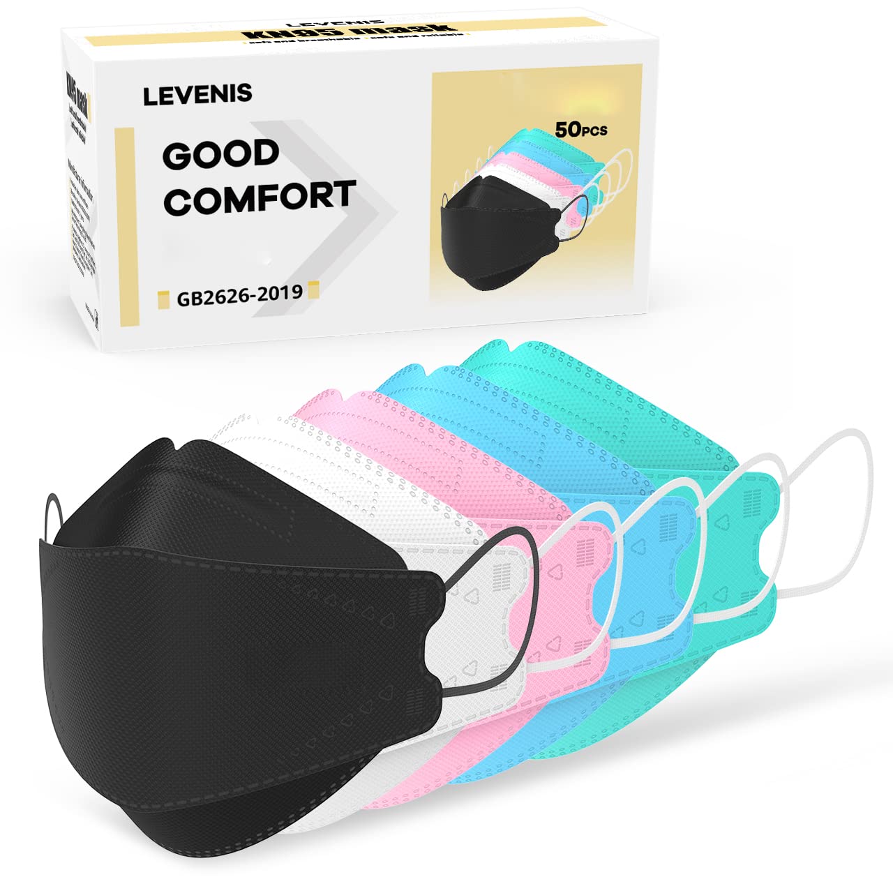 Colored Disposable Face Mask, Funny Cute Face Mask with Nose Wire, 3 Ply Breathable Comfortable Masks, Designer Face Mask Pink Purple Yellow Green Blue Colorful Masks for Women Men Adult Youth, 50 Pcs