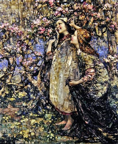Impressions d'art mural Le temps du printemps, tableau vintage Edward Atkinson Hornel 60x90cm