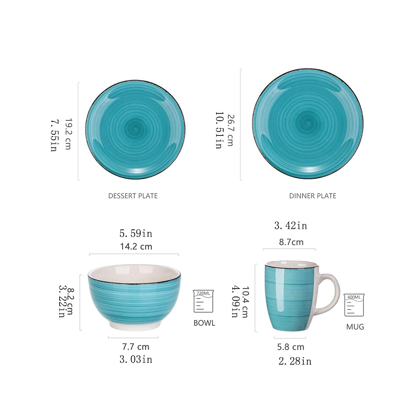 Porcelanowy zestaw zastawy stołowej w stylu vintage, 16/32 sztuki, ceramiczne talerze obiadowe, talerze deserowe i miski - elegancka zastawa stołowa do jadalni do domu i kuchni