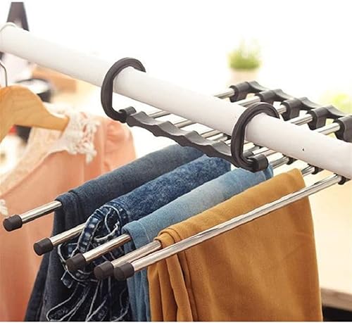 Miniatura 3 de Wooden Coat Hangers Multi-Functional 5 in1 Magic Hanger for Pants Fashion Wardrobe Trouser Hangers Stainless Steel Trouser Storage Wardrobe Hangers