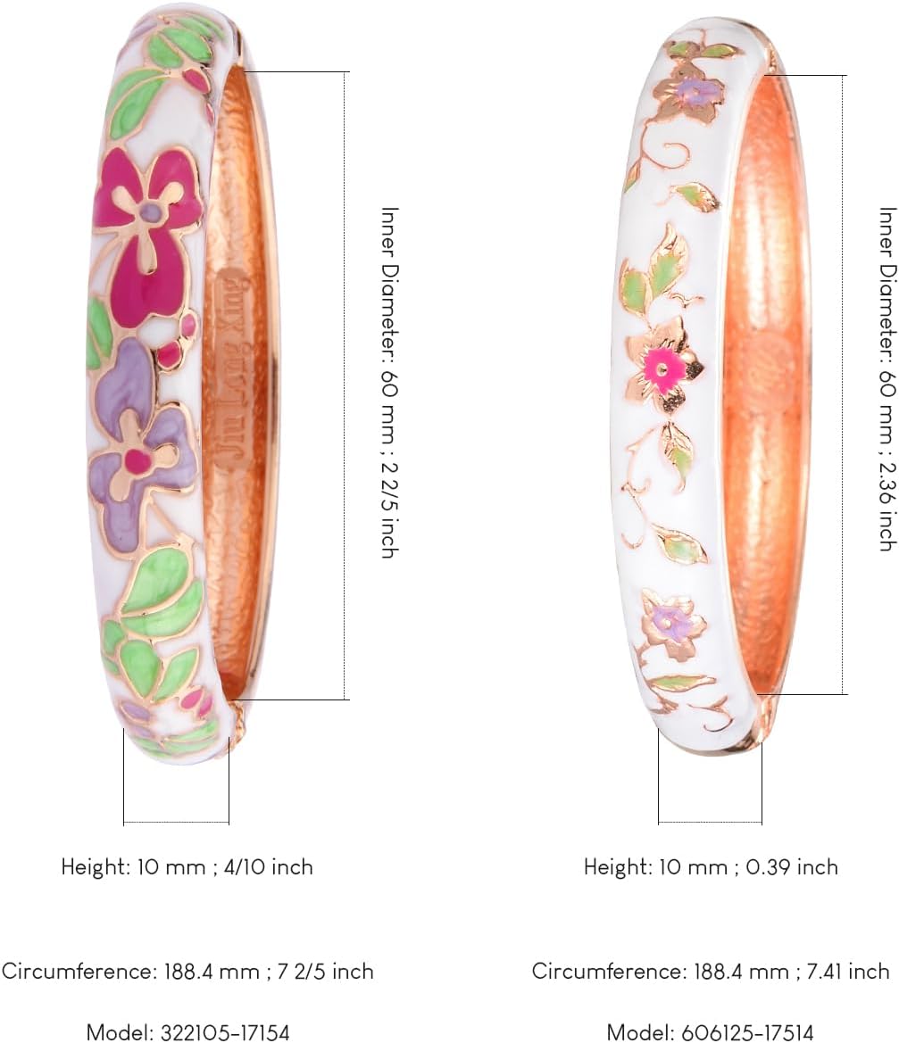 UJOY Handcrafted Cloisonne Bangle Bracelets Butterfly Enamel Metal Handcuff Jewelry Set Box Gift for Women 55A108-55B30 - Image 3