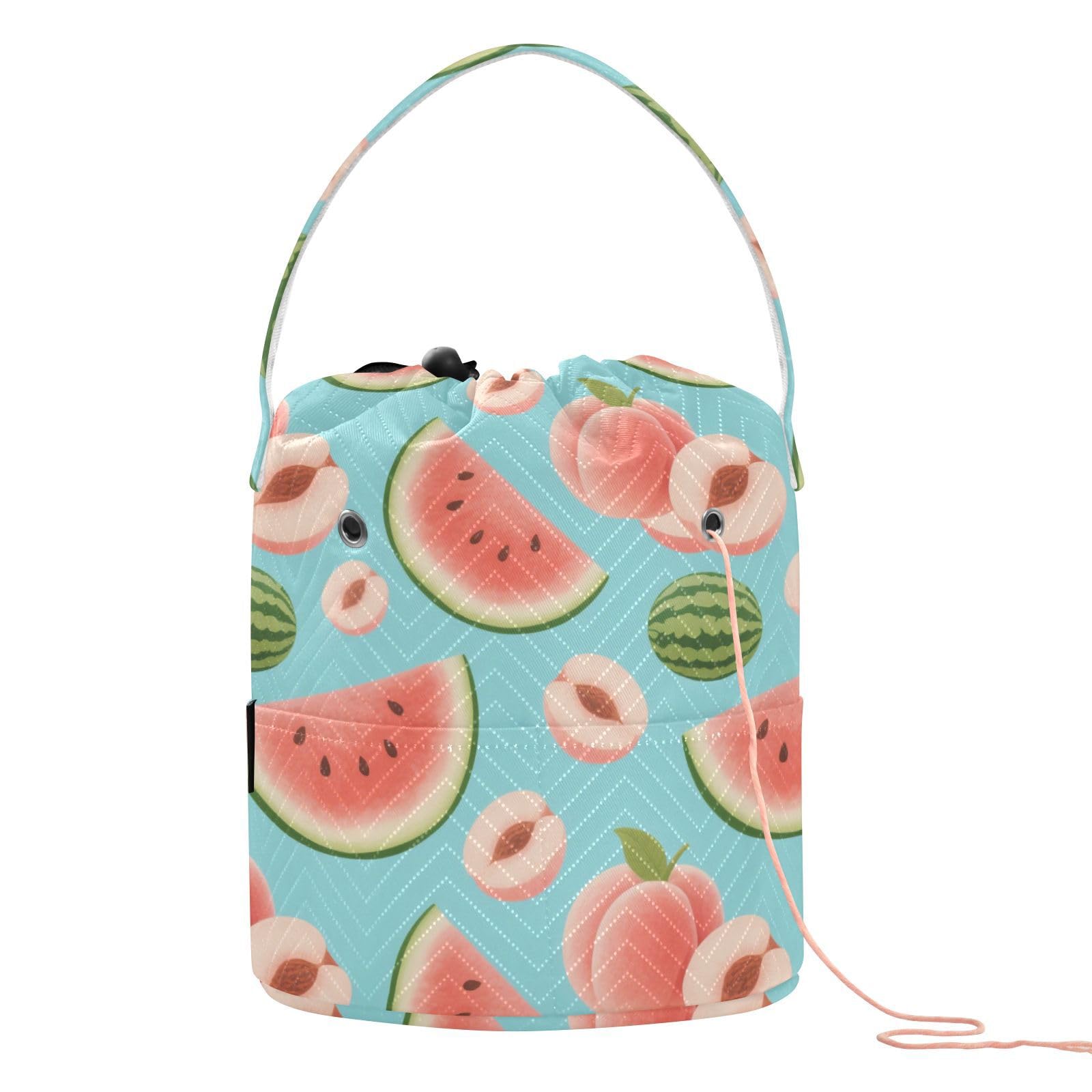Cartoon Cute Pink Peach Watermelon Crochet Storage Crochet Hook Bag with Holes Craft Bag for Crochet Needle Knitting Accessories