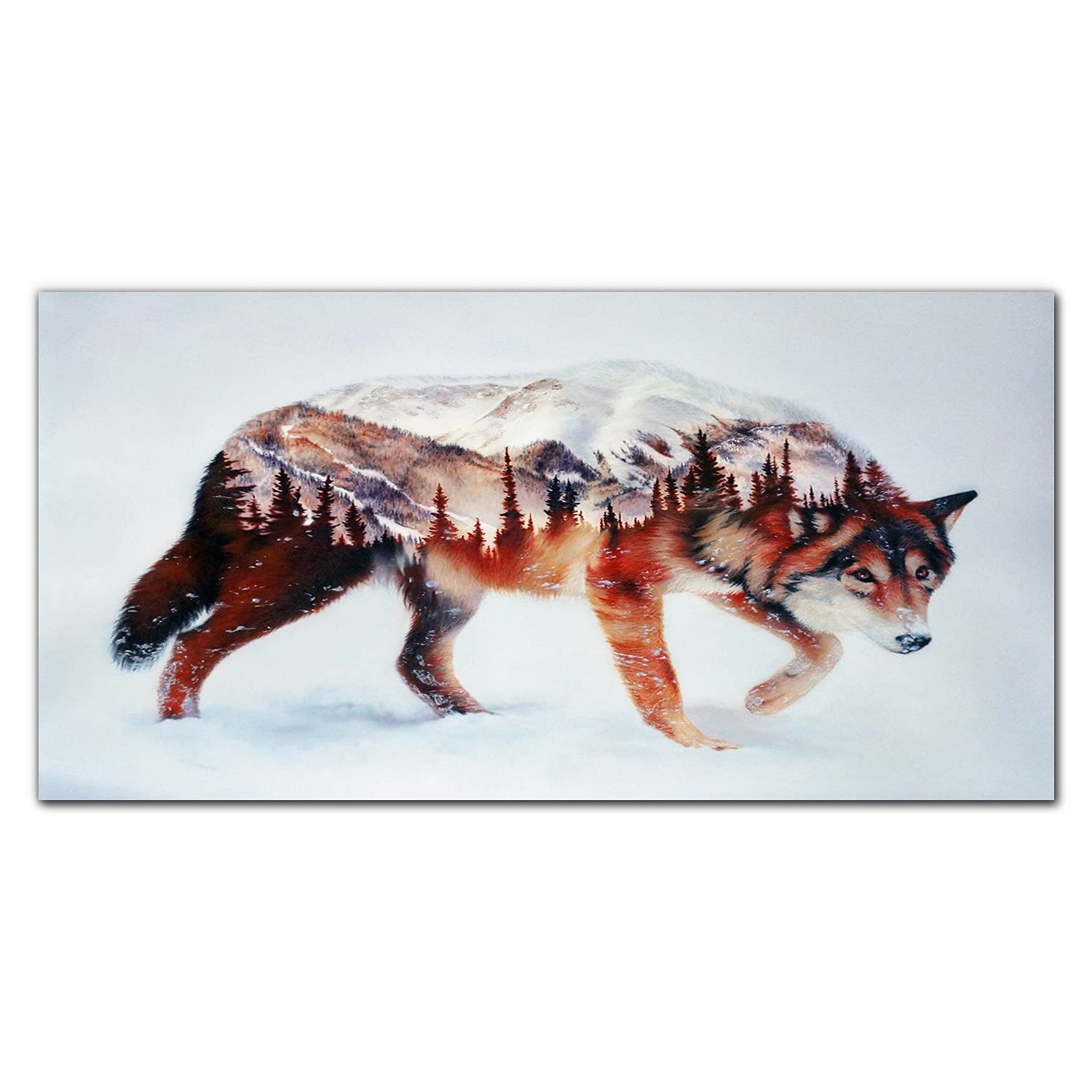 Crédence de cuisine en verre trempé 100x50cm imprimé Wolf Forest Winter Coloray
