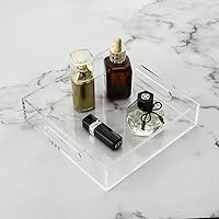 Vista 53 de Bandeja de servir de acrílico blanco brillante con asas resistentes - 10x15 pulgadas - Bandeja para servir café, aperitivos, desayuno, mayordomo