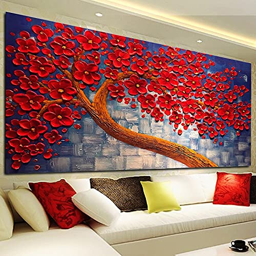 Kit Diamant Peinture Grand Arbre Rouge 40x80cm Loisir Créatif