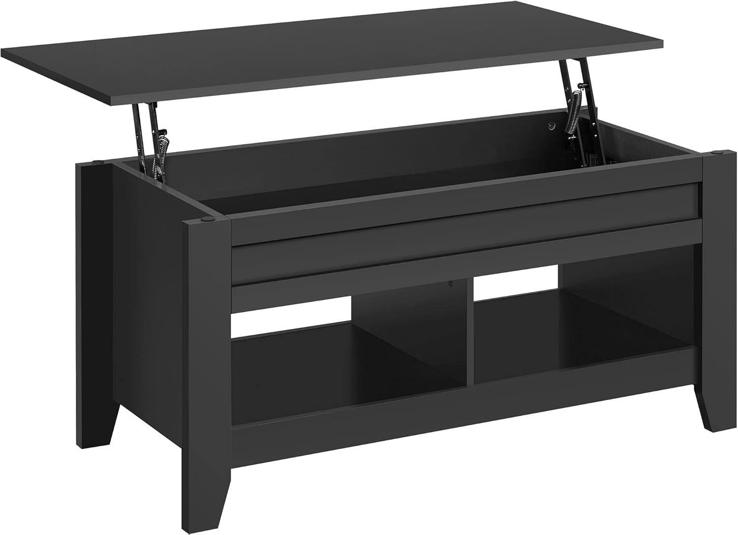 Yaheetech Black Wood Coffee Table Lift Up Coffee Table w/Hidden Storage & 2 Open Shelves for Living Room Reception Room Office, 41in L : Home & Kitchen