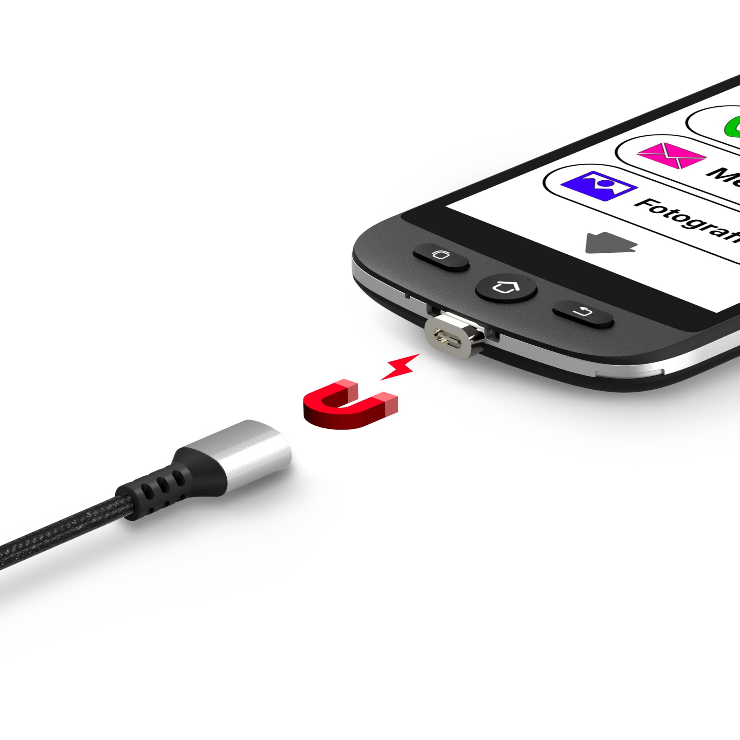 swissvoice S510-M 4G Smartphone para Personas Mayores con Cable de Carga magnético - Teléfono móvil de tecla Grande, fácil de Usar para Personas Mayores - Tecla SOS