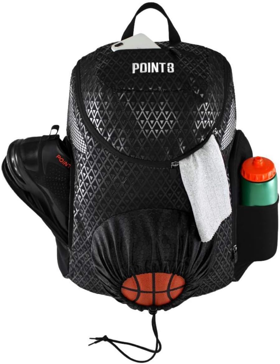Point 3 Road Trip 2.0 Backpack Basketball Backpack with Drawstrong Closure | Ventilated Mesh Shoe Pocket Compartment