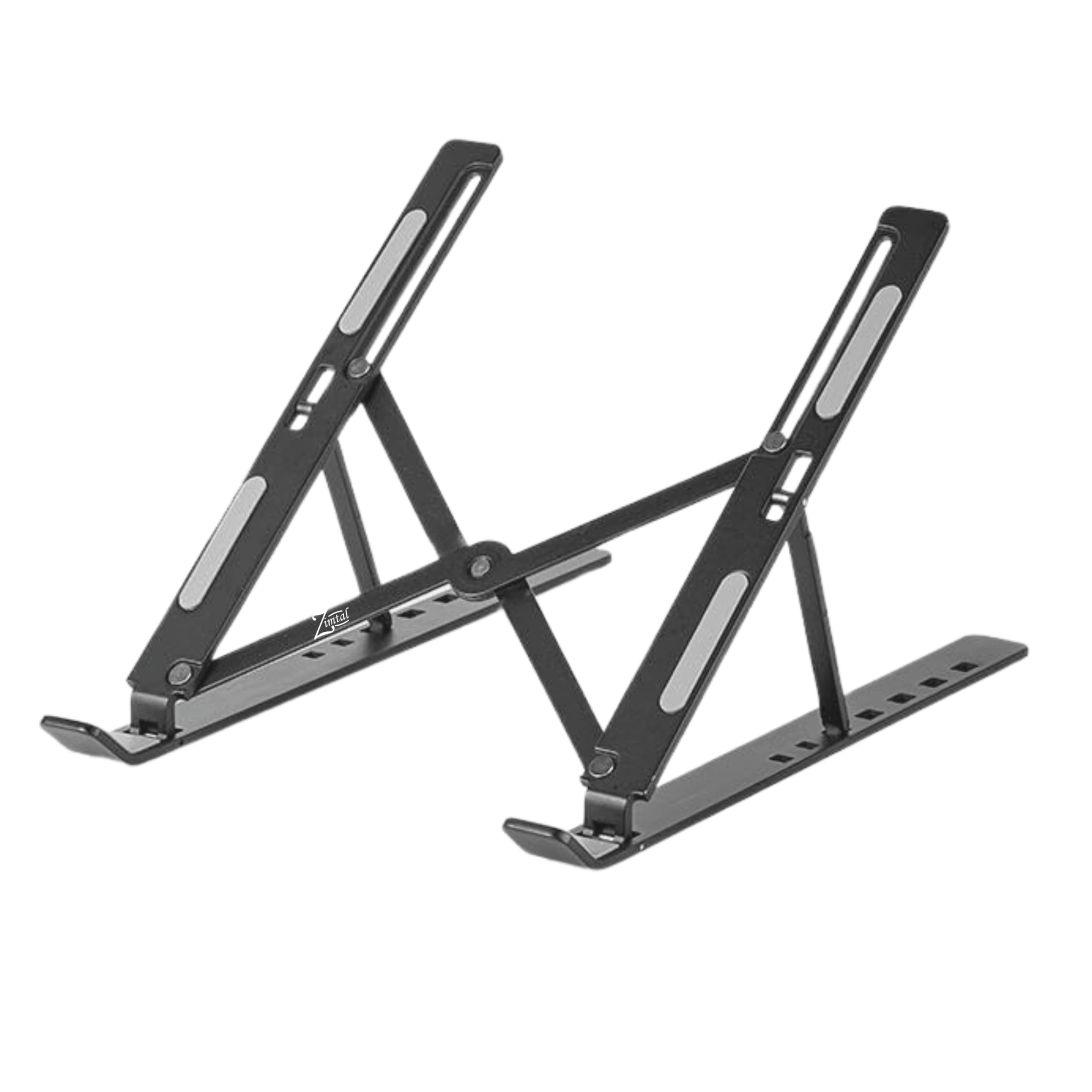 ZIMTAL Laptop Stand for Desk Adjustable Ergonomic Portable Aluminum Holder for Laptop 6 Angles Anti-Slip Riser Compatible with 9-15.6 inch Laptops (Black)