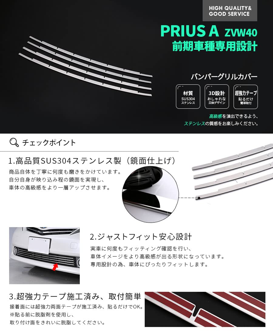Amazon | BM プリウスα ZVW40 前期 フロントバンパーグリルカバー 