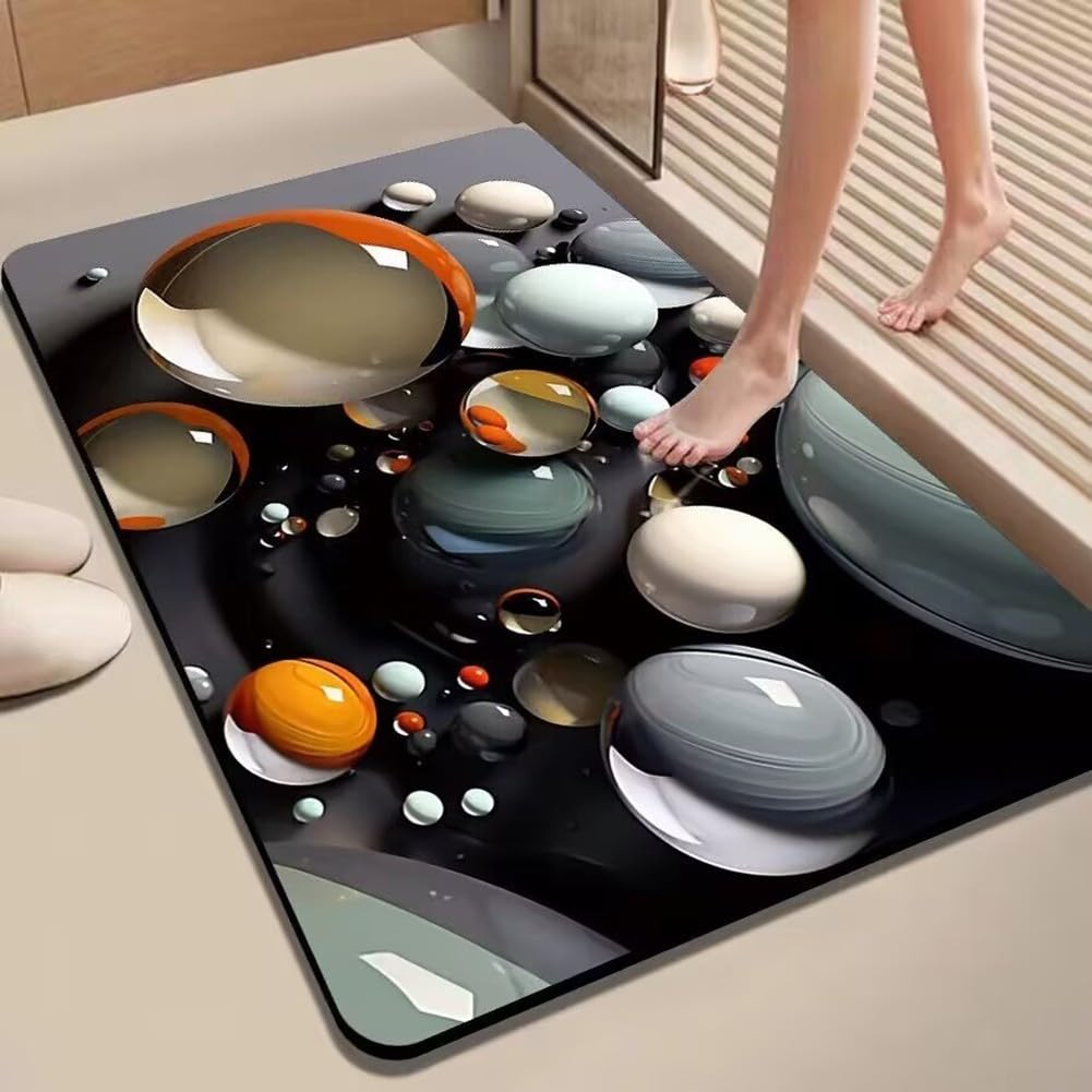 Alfombrilla de baño de tierra de diatomeas 60x90 cm con base antideslizante para ducha