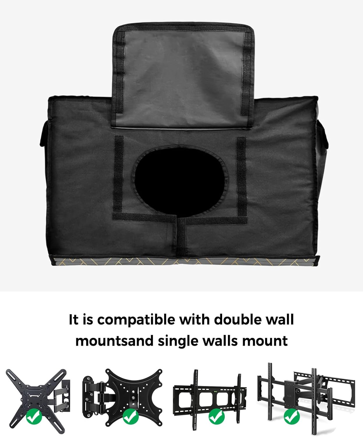 Outdoor TV Cover - Geometric Yellow Lines Grey Background Waterproof and Weatherproof 80"-85" LCD Movable Shield TV Display Screen Protector Outside Television Covers
