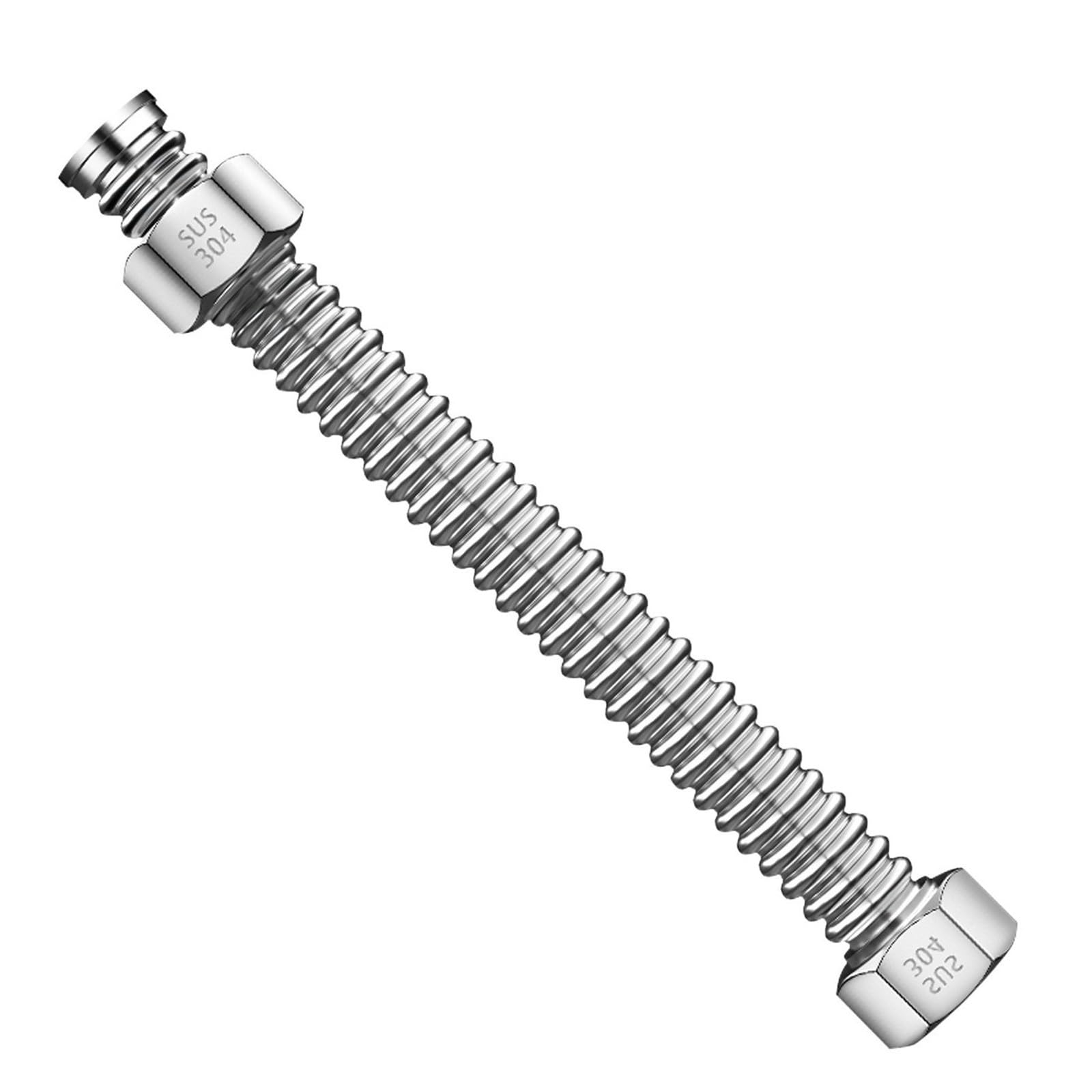 Shower Hose 304 Stainless Steel Corrugated Pipes G1/2 Inch Silver 20-200cm(20cm)