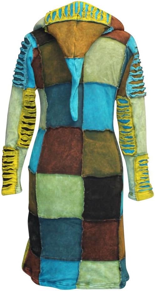 Shopoholic Fashion Women Flower Embroidered Fleece Lined Hippy Jacket Long Over Coat