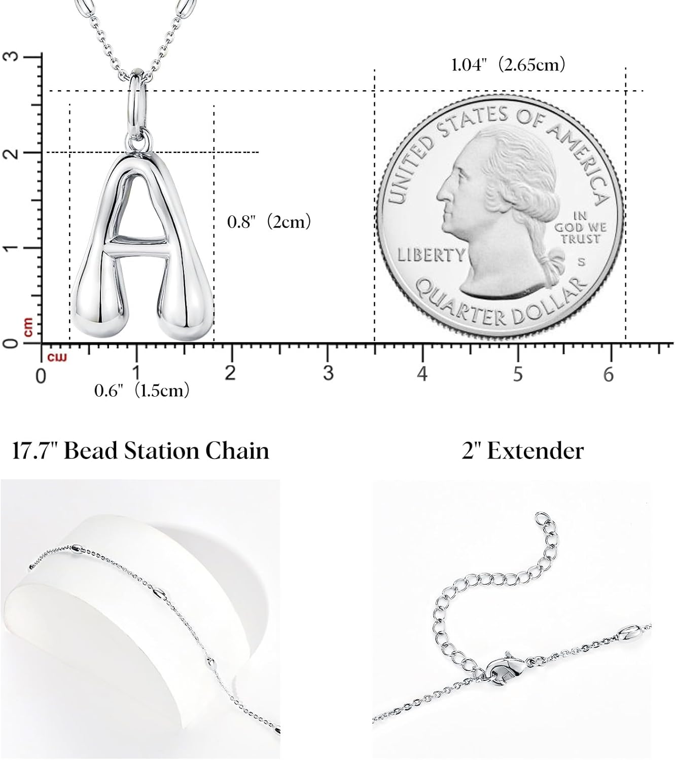 KissYan Bubble Letter Necklace,14K Gold Plated Personalized 3D Puffy Balloon Initial Pendant with Adjustable Bead Chain, Dainty Jewelry Gift for Women - Image 7