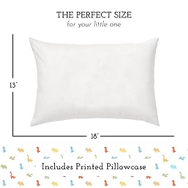 Little Sleepy Head Toddler Pillow with Pillowcase 13x18 - Kids Pillow for Sleeping - Better Neck Support Ergonomic Pillow and Toddler Pillowcase - Best Pillows for Kids (Little Dinos)