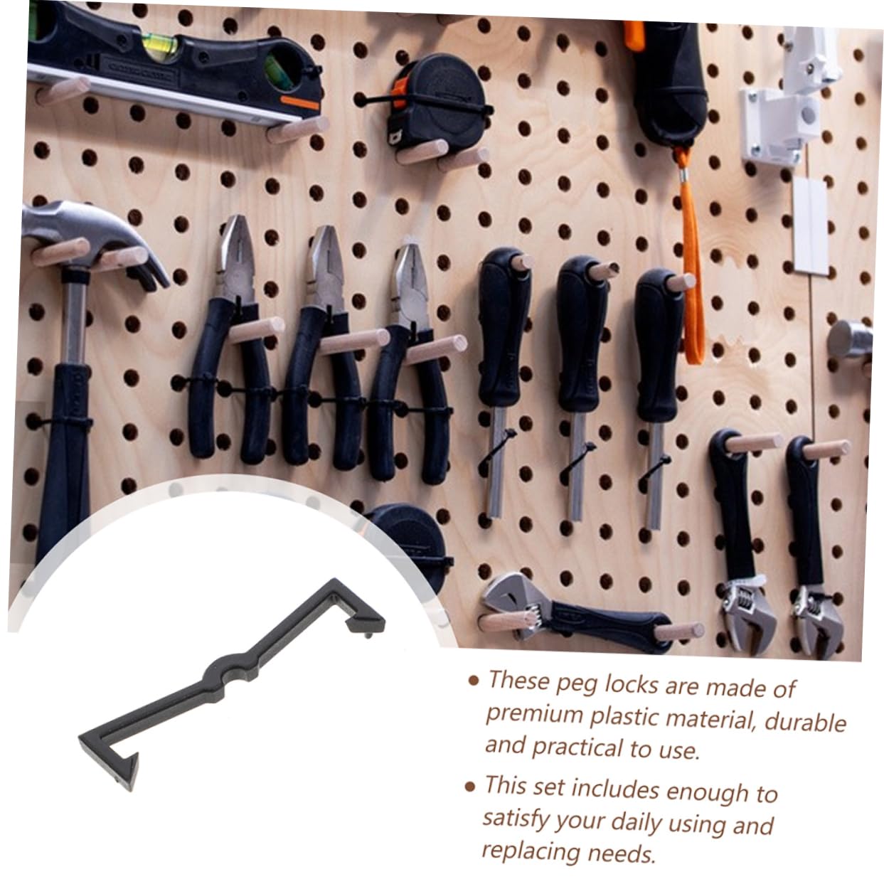 IMIKEYA Peg Board Hook Locks Retainer Set 50pcs Plastic Locking Clips for Peg Board Hooks No Tool Required